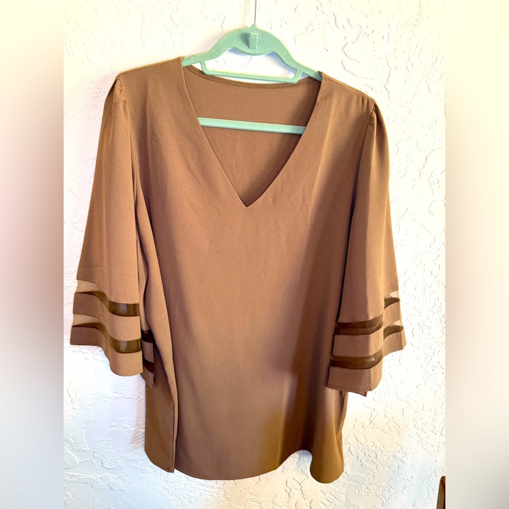 Chic V-Neck Brown Blouse for Women